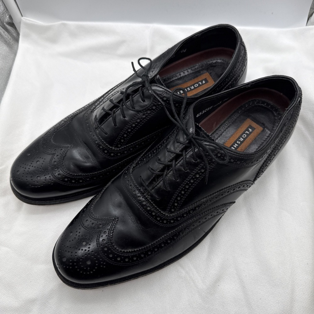 Florsheim Mens Lexington 20381 Size 11 3E Black Lace Wingtip Oxford Dress Shoe